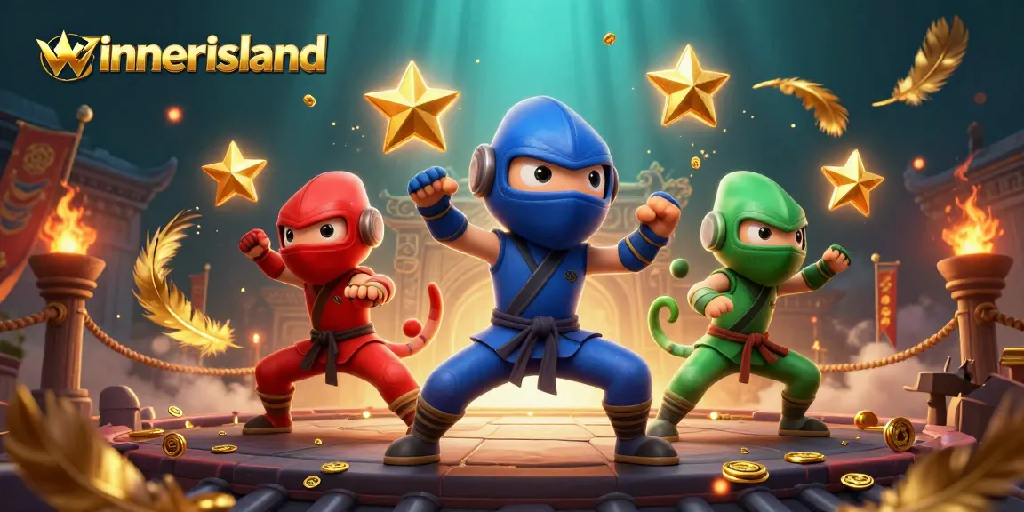 winnerisland-themed casino action scene featuring vibrant ninja chameleons and dynamic gambling elements