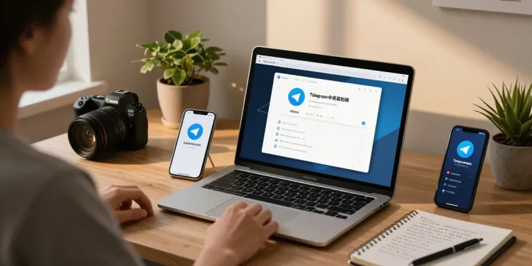 Customize Telegram Chinese Version in a cozy home office setting.