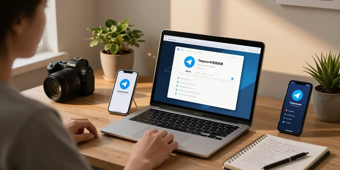 Customize Telegram Chinese Version in a cozy home office setting.